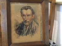 Obraz,akwarela,sygn,Julisz Fałat,portret męźczyzny,Bystra,antyk,statoć