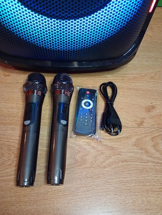 Блютуз караоке акустика GeDi-25(SD,USB,FM) ПультДУ,2микрофона