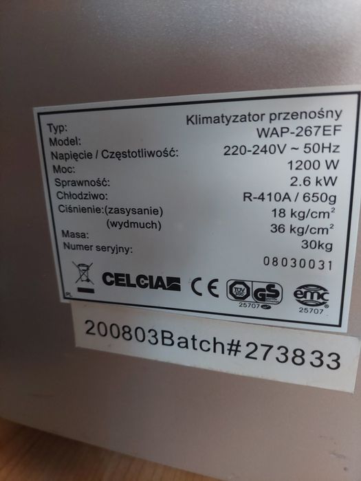 Klimatyzator wolnostojący WAP-267EF