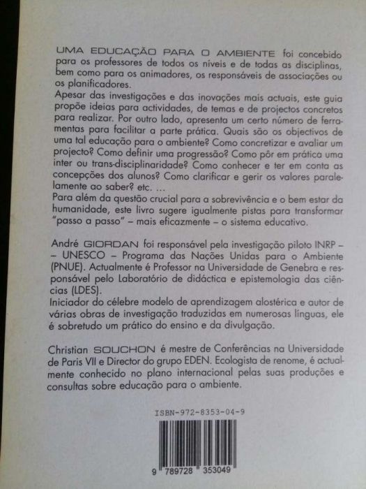 Uma Educação para o Ambiente de André Giordan e Christian Souchon