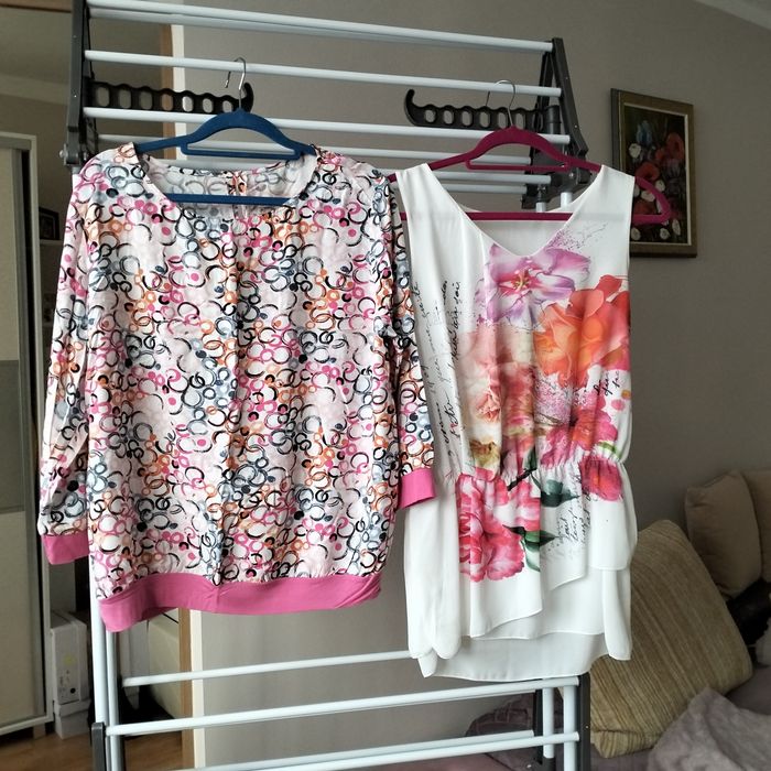 Bluzka biało różowa