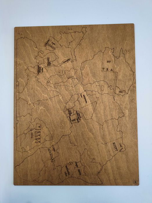 Drewniana mapa świata sztuka 3D duża dekoracja ścienna - rozmiar M A