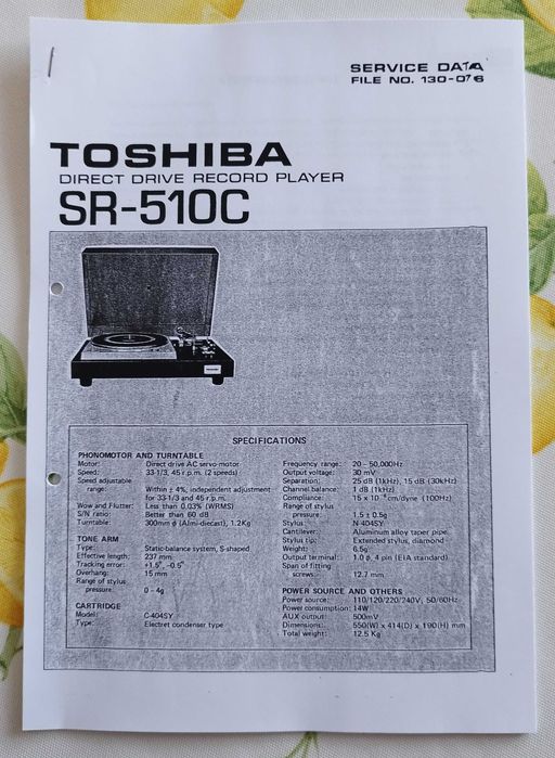 Gramofon AUREX SR-510 (Toshiba)