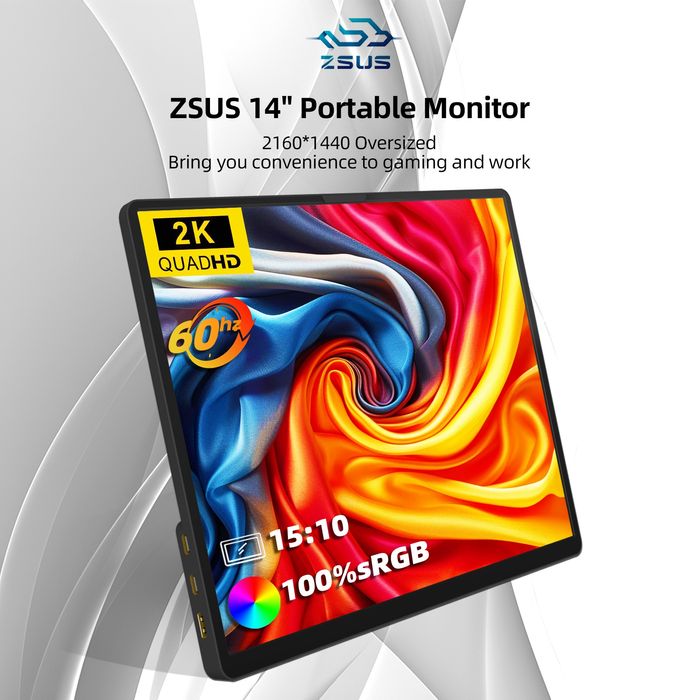 ZSUS 14" портативний монітор 2K 2160x1440р