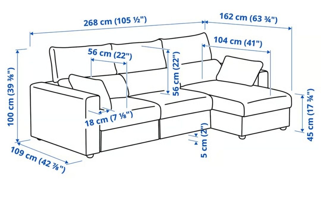 Sofá com chaise (possibilidade de abrir os três)