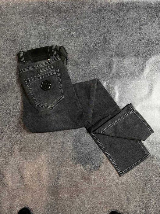 Сірі чоловічі джинси з ремнем Philipp Plein(розмір-34)
