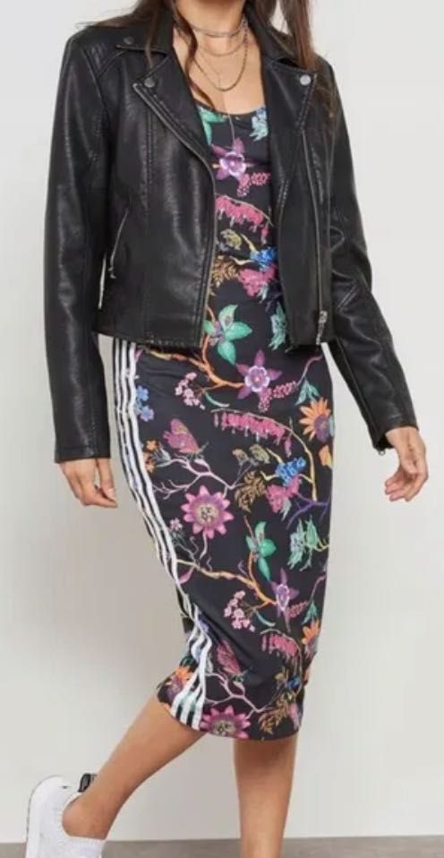 Sukienka marki ADIDAS w kwiaty motyle robaczki ołówkowa 38 40