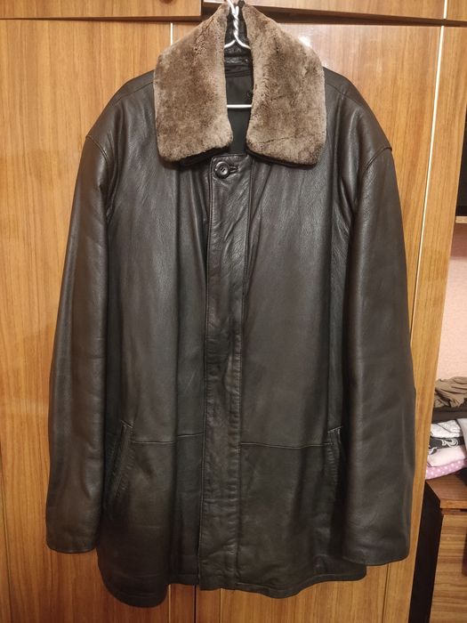 Мужская кожаная зимняя куртка
