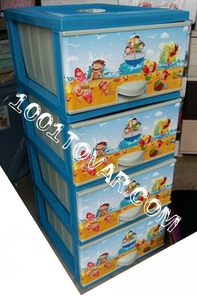 Ящики шухлядки пластикові для іграшок, з малюнком, 4 ящика.