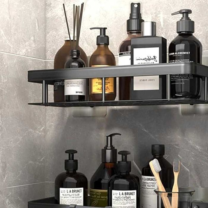 2x metalowe półki łazienkowe pod prysznic czarne WSZĄCE LOFT