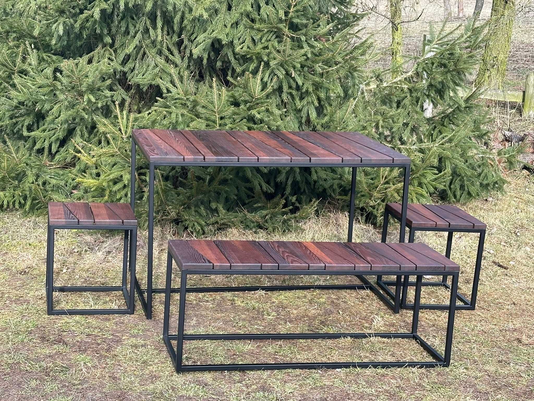 Stolik ława taborety loftowe metalowe drewniane jesion loft