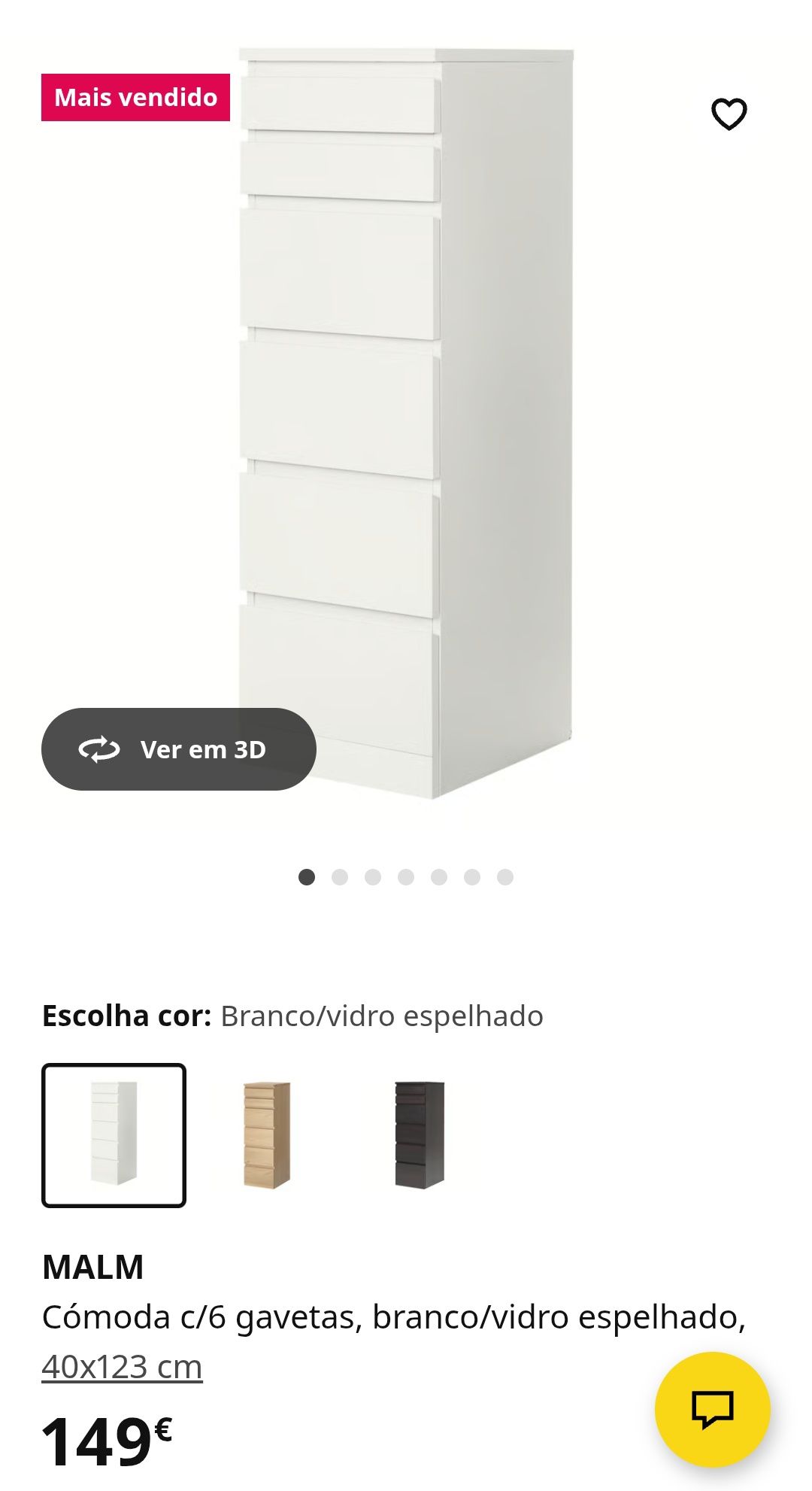 Móvel cómoda MALM 6 gavetas IKEA