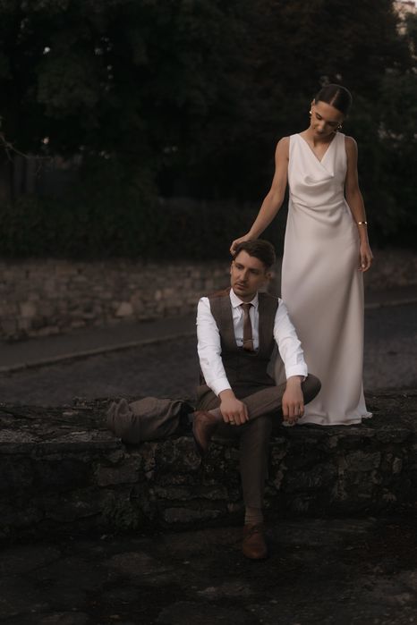 Весільний костюм трійка коричнево-бежевий чоловічий