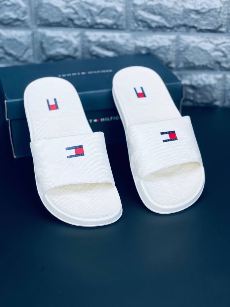 Мужские шлепанцы Tommy Hilfiger Шлепки сланцы Томми Хилфигер белые