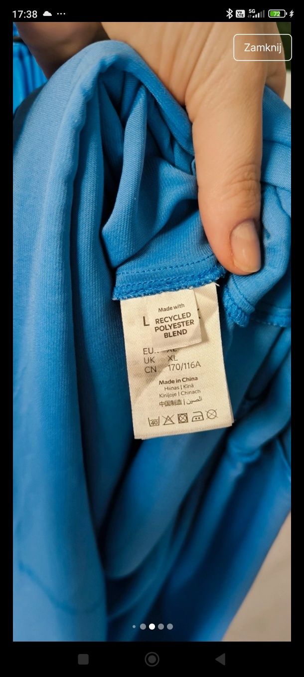 Xl/xxl długa maxi do ziemi niebieska kobaltowa satynowa luźna rozklosz