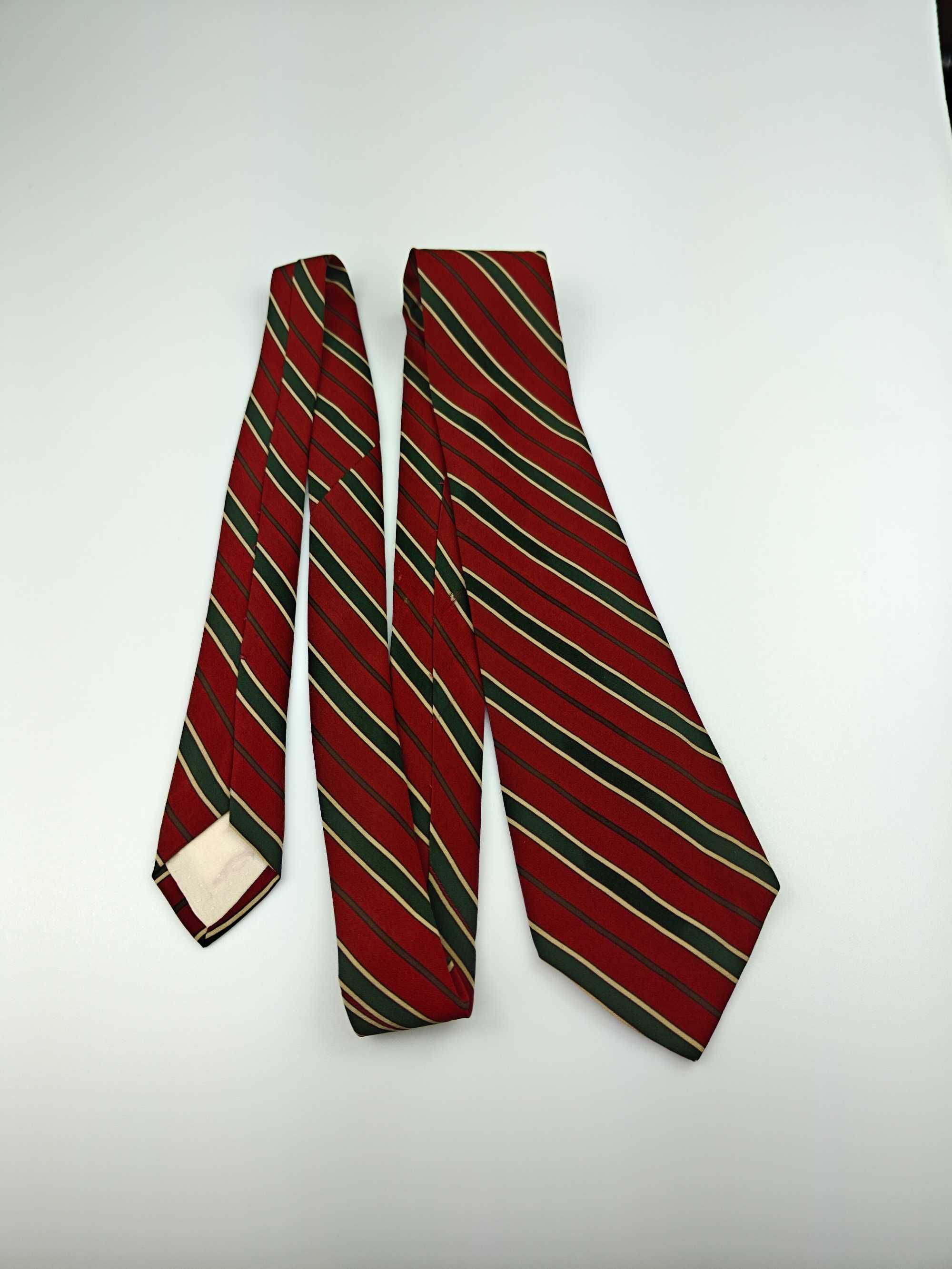 Yves Saint Laurent bordowy jedwabny krawat w paski regimental wrz112