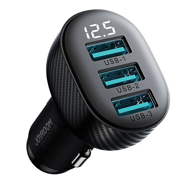Ładowarka samochodowa Joyroom JR-CCD03/3.4A z wyświetlaczem 3x USB-A -