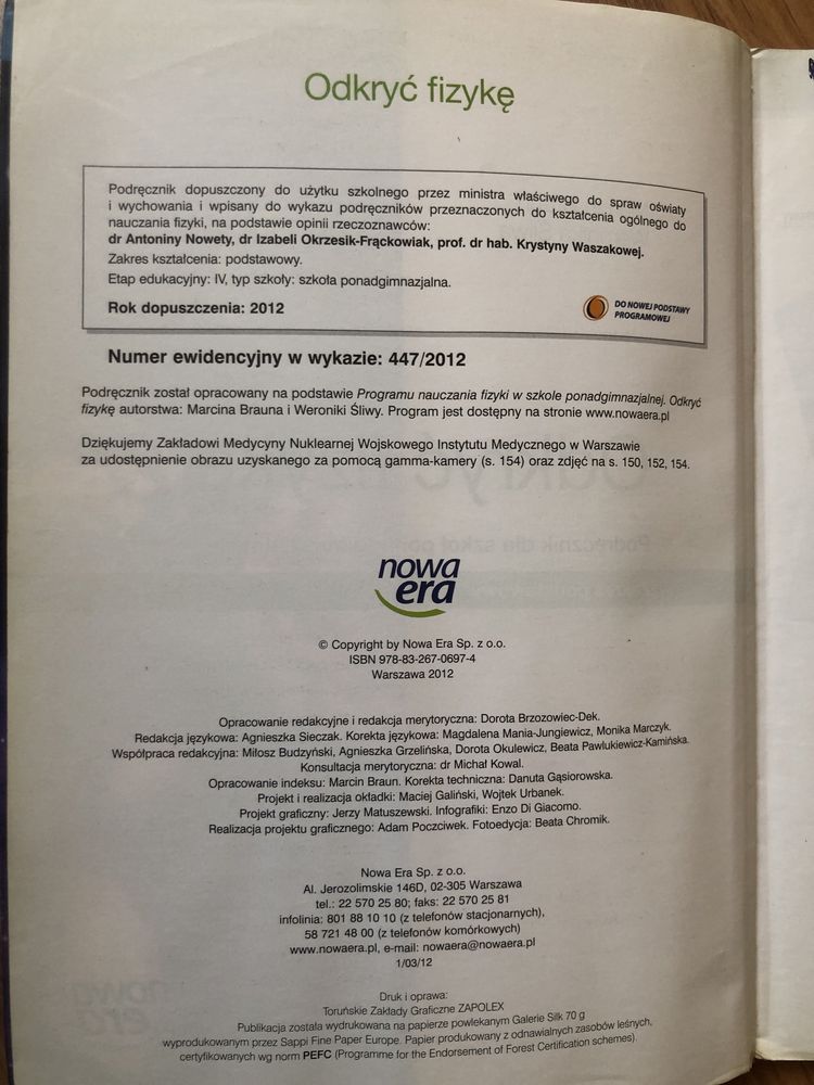 Odkryc fizyke zakres podstawowy nowa era