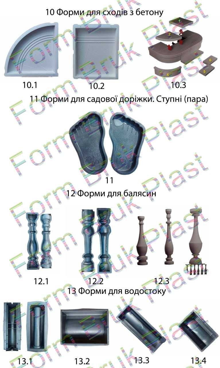 Форми для тротуарної плитки, бруківки, декор будинку,саду