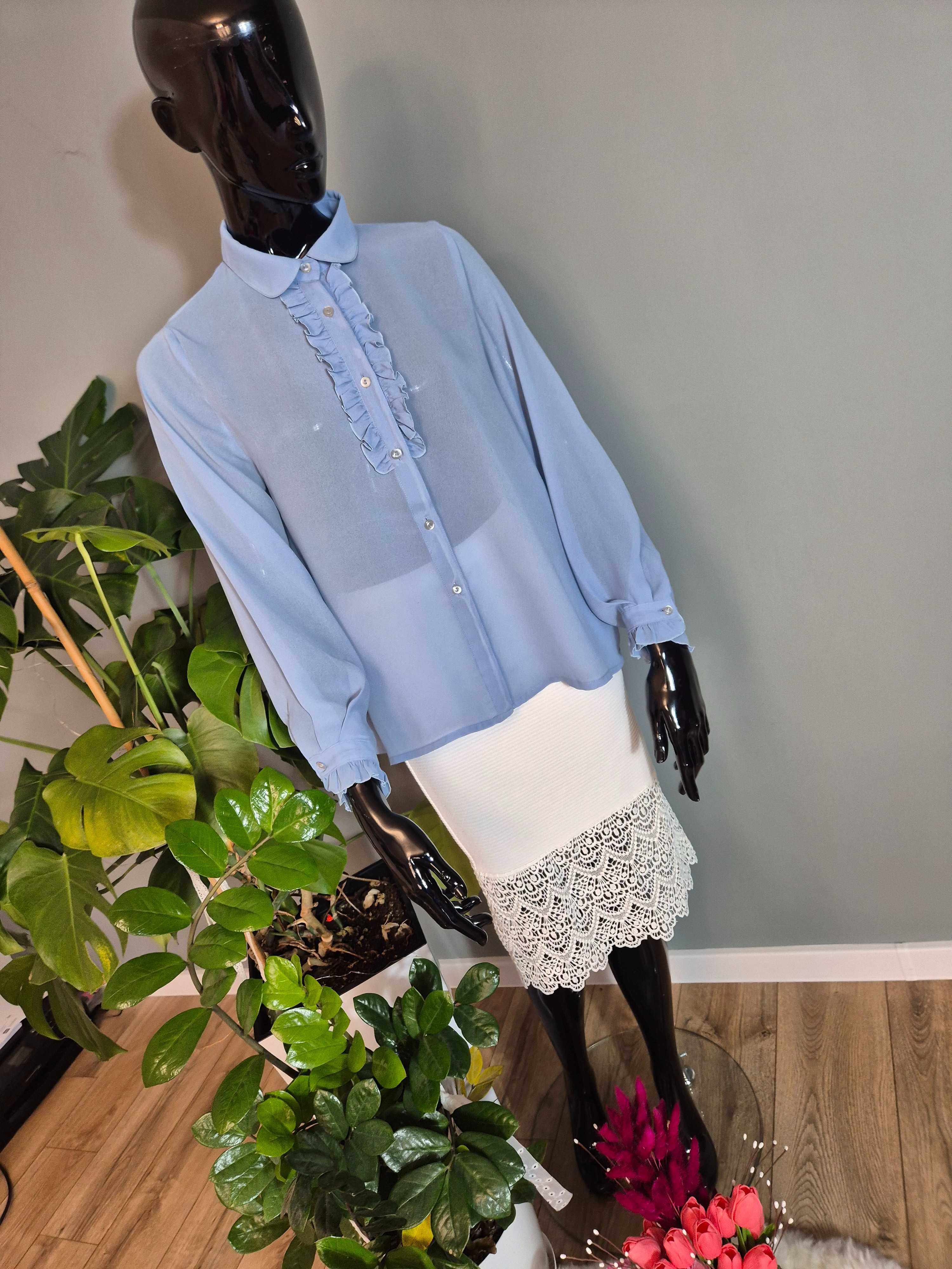 Błękitna koszula damska oversize XL 42 plus size elegancka