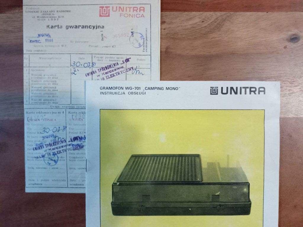 Gramofon WG-701 camping mono UNITRA