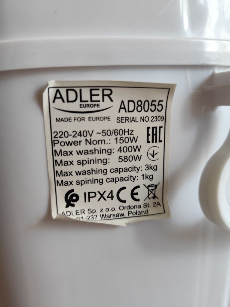 Пральна машинка ADLER 8055 (майже нова)
