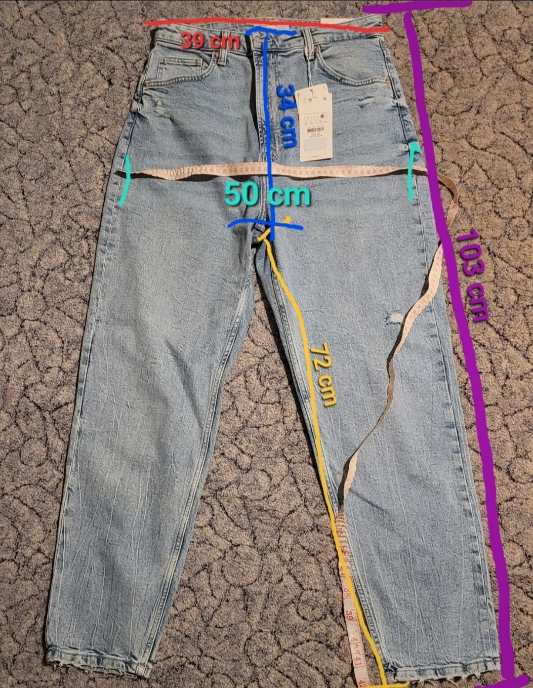 Nowe, Dżinsy, Mom jeans slim comfort fit tall, dla wysokich,dł.zew.103