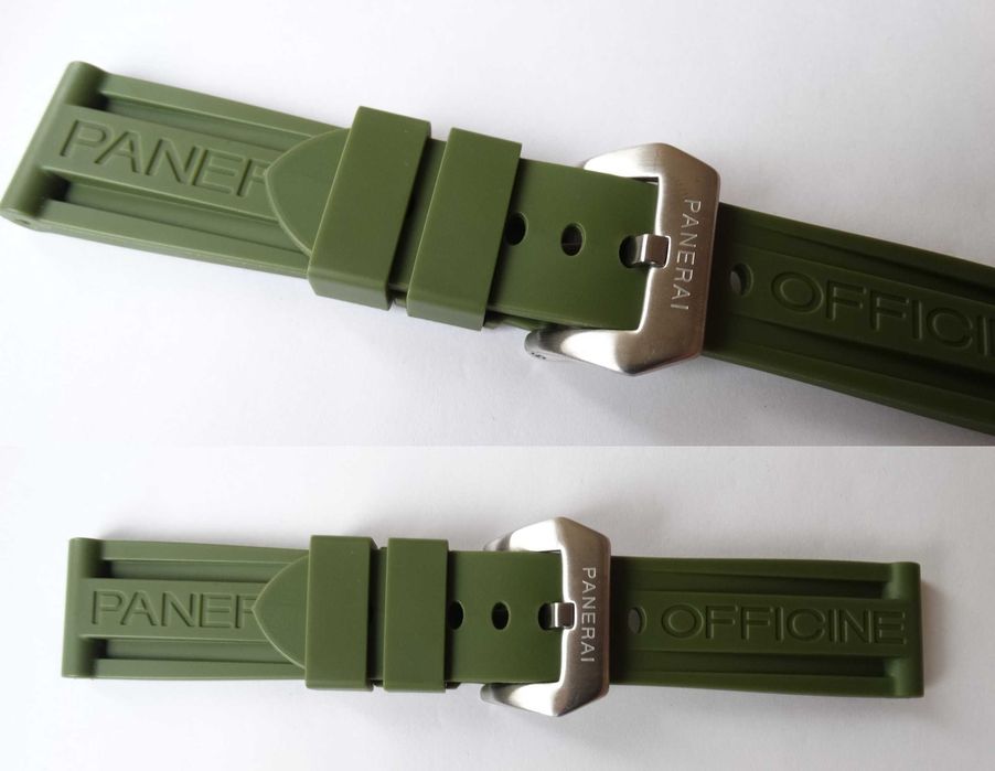 Pasek silikonowy zielony 24mm do zegarka Panerai PAM gumowy klamra