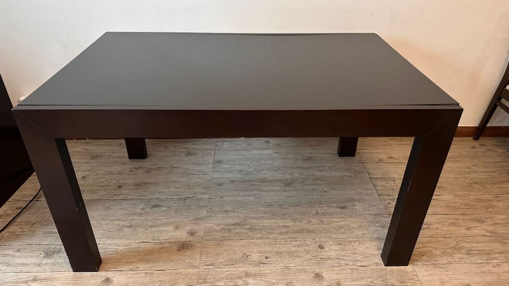 Mesa wenge tampo vidro extensível