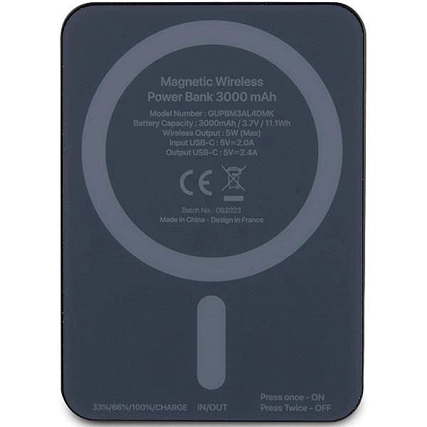 Powerbank indukcyjny Guess MagSafe Metal Script Logo 5W 3000mAh - czar