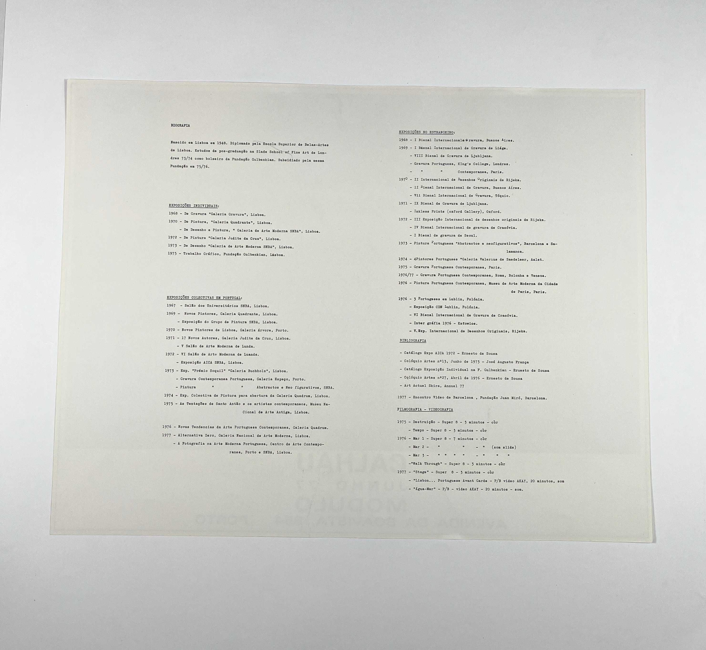 Fernando Calhau Cartaz da exposição Galeria Modulo Porto 1977