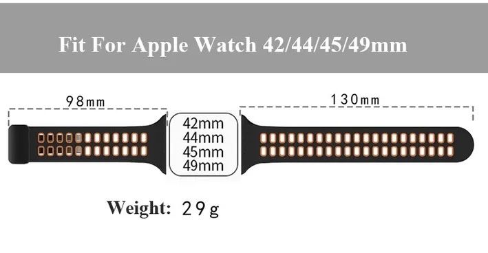 Czarny Sylikonowy Pasek Apple Watch 4 / 5 / 6 / 7 / 8 / 9 /ULTRA