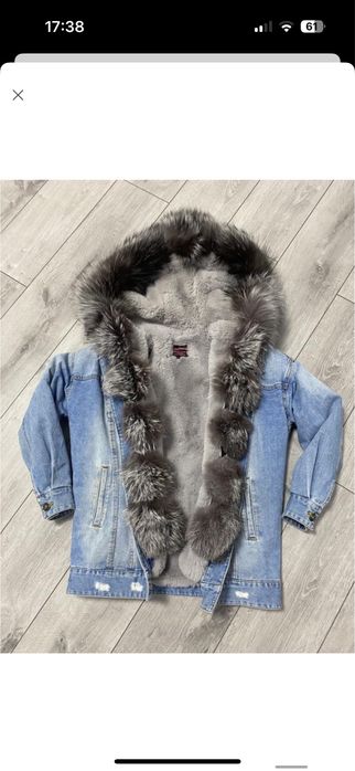 Зимова джинсова парка куртка на меху