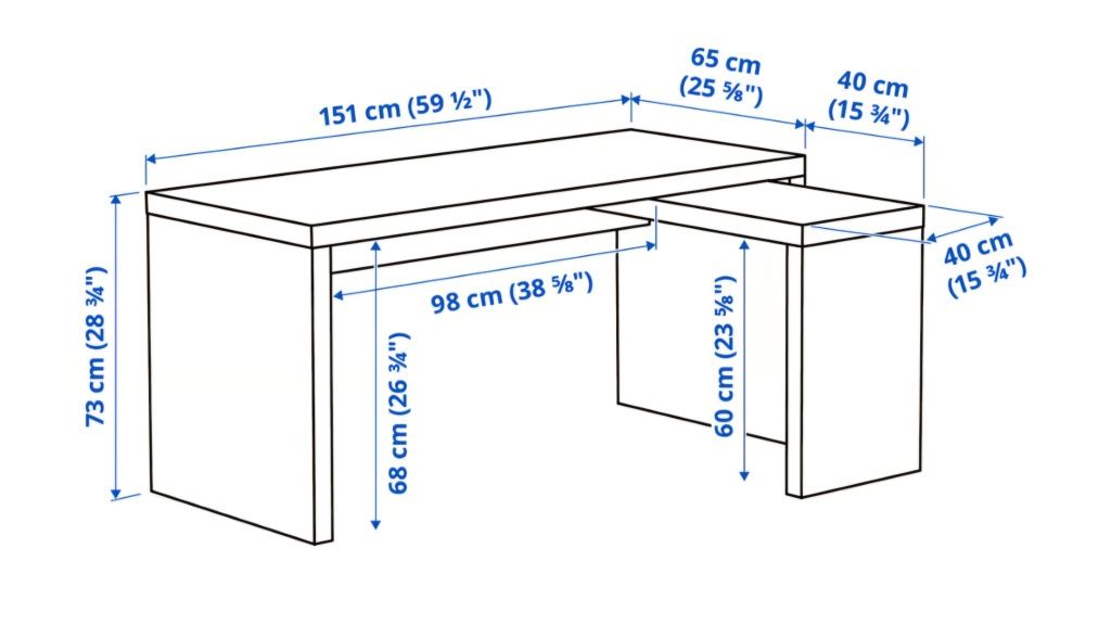 Biurko białe z wysuwanym panelem ikea malm