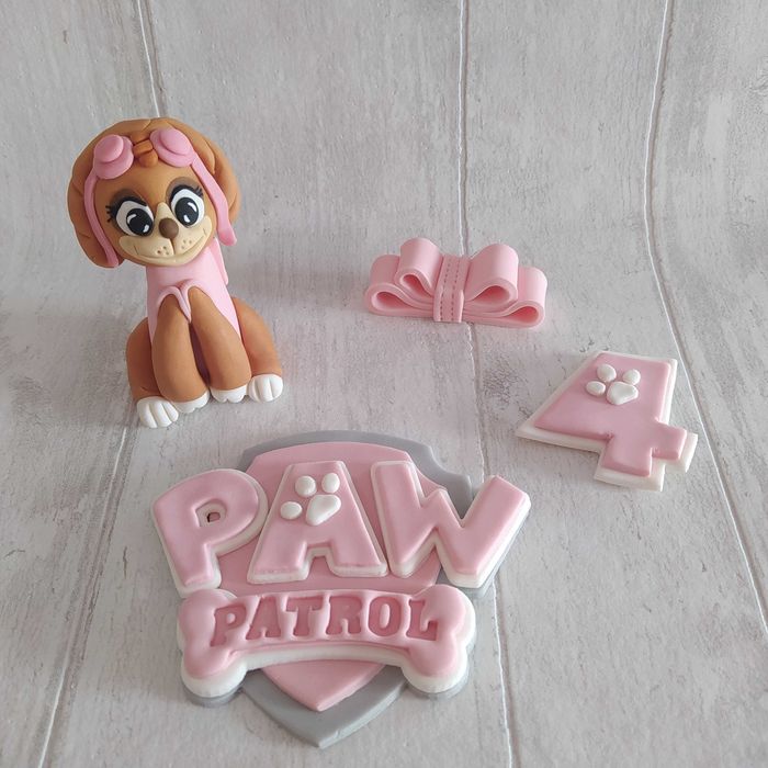 Psi Patrol logo cyfra Skye figurki na tort z masy cukrowej Zestaw