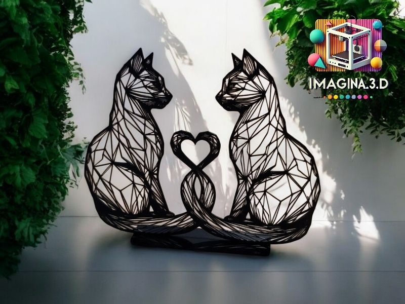Low Poly Cats in Love com suporte
