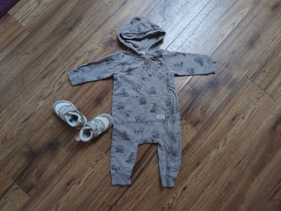 Newbie kombinezon dresowy rampers 74-80 szary w niedźwiedzie