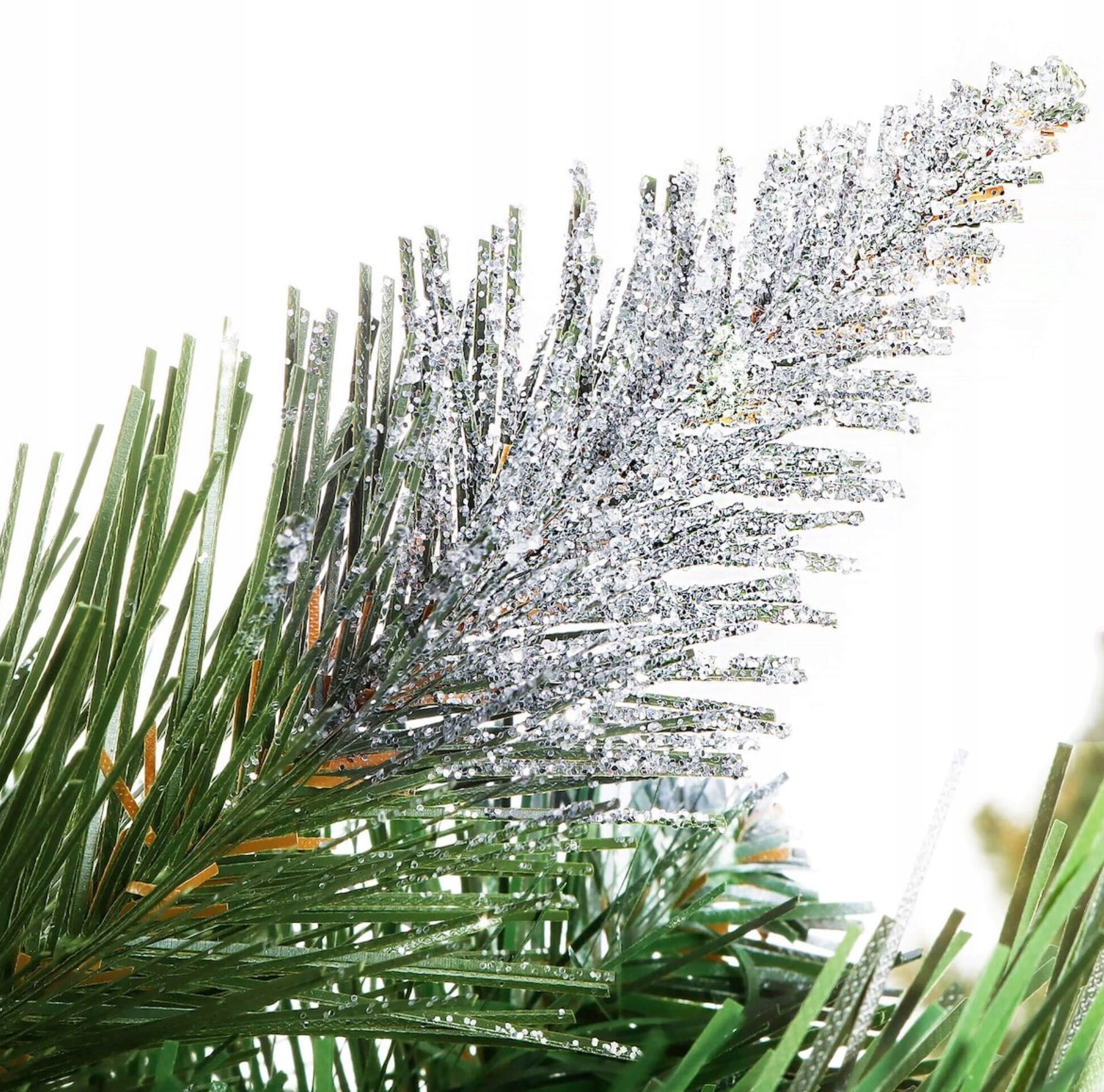 CHOINKA NA PNIU sztuczna gęsta 220 CM duża diamentowa ośnieżona
