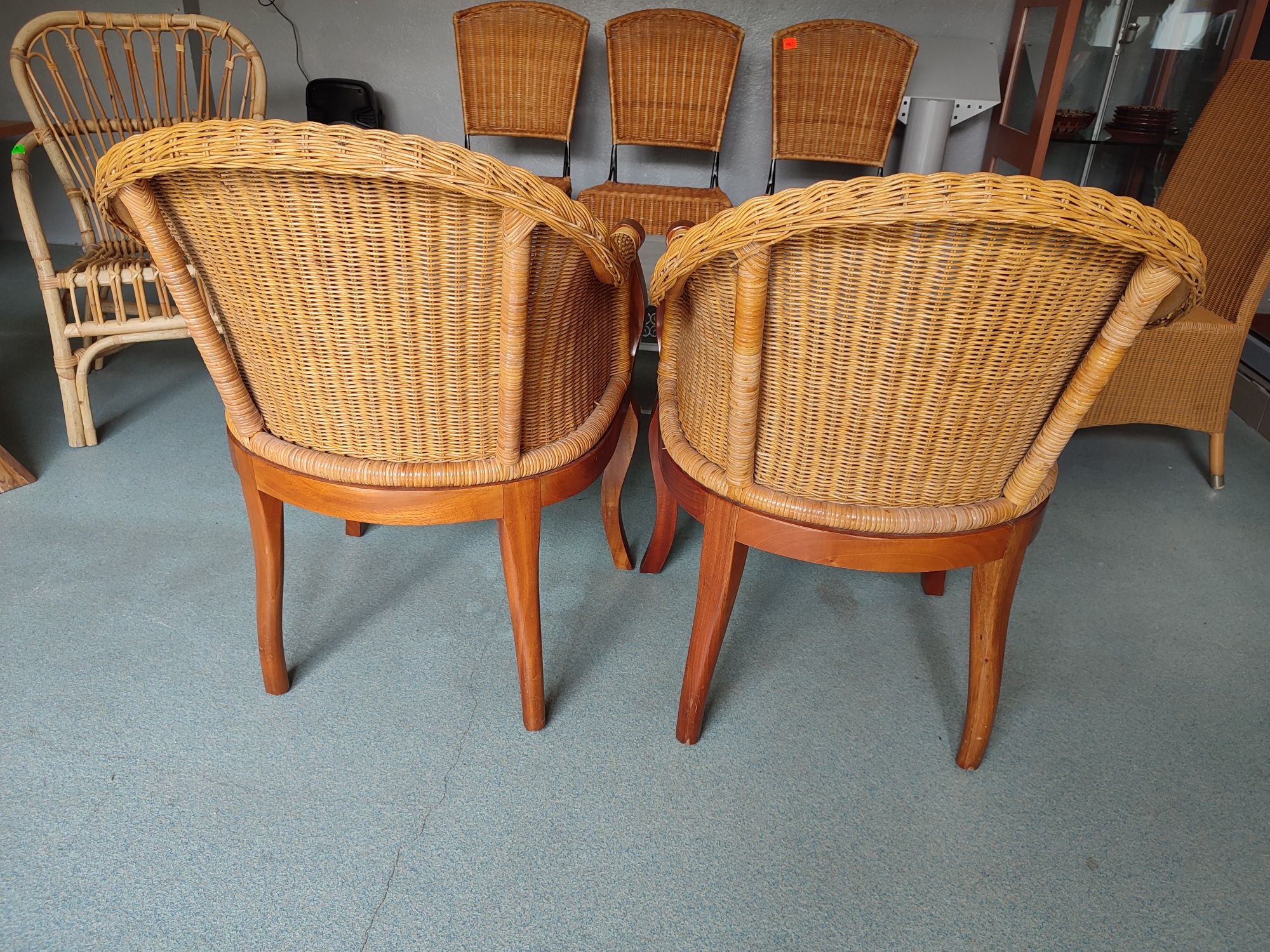 Fotele wiklinowe/ drewniane/