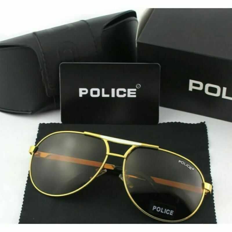 Óculos de sol Police haste metal cinza escuro ou dourados polarizados
