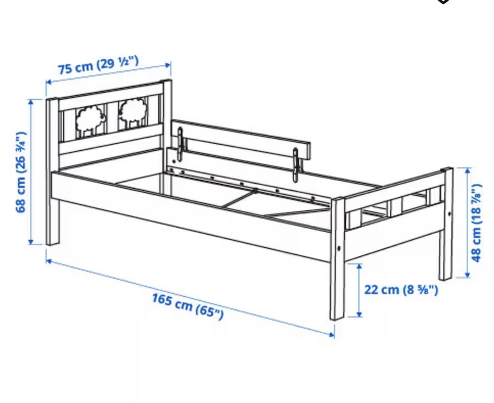 Łóżko IKEA kritter + materac + prześcieradełka