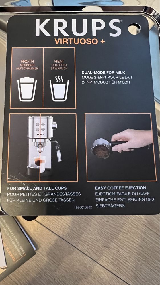 Ekspr cies ciśnieniowy Krups 15 bar ESPRESSO VIRTUOSO + (XP444C10)