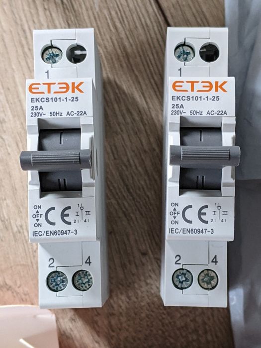 Трьохпозиційний перемикач ETEK 1P / 25A