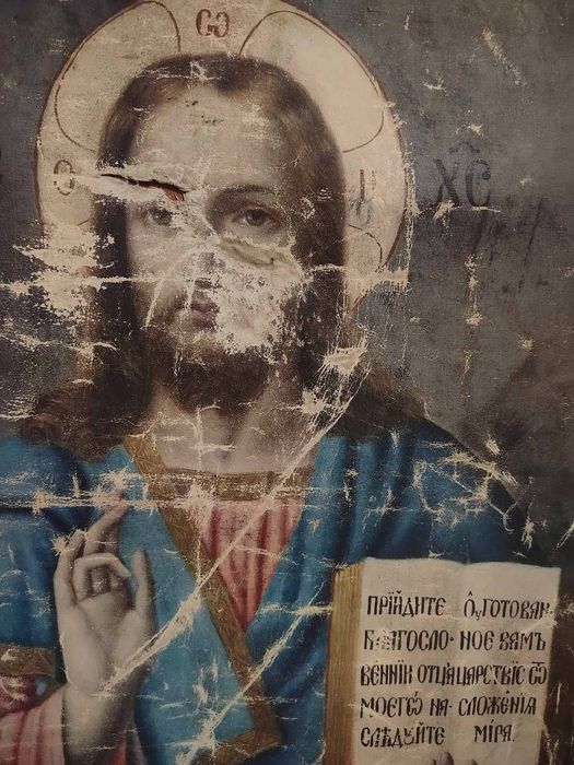 Иконы (Хоругвь военная казацких войск) антикварная старинная