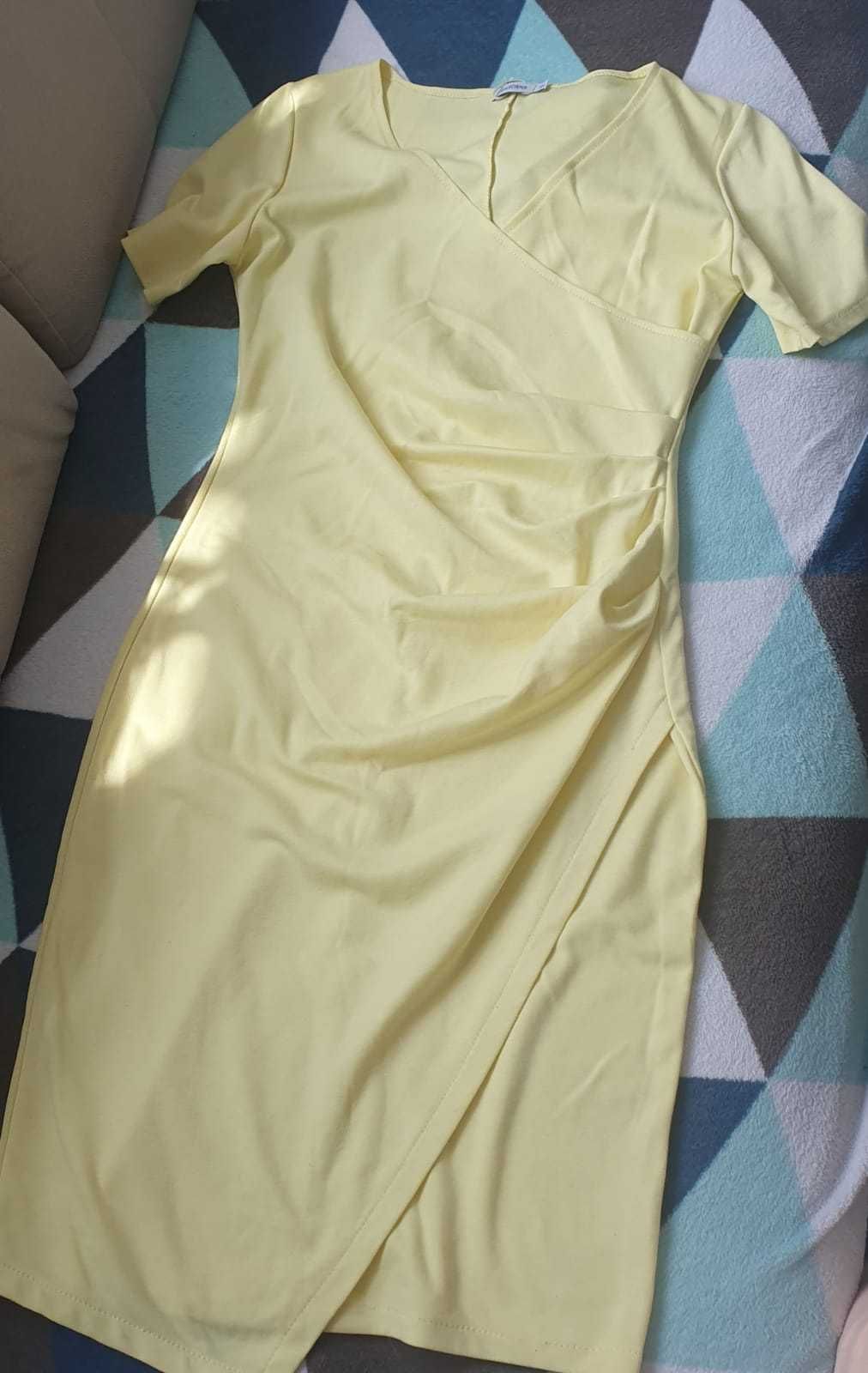 Sukienka żółta kopertowa S