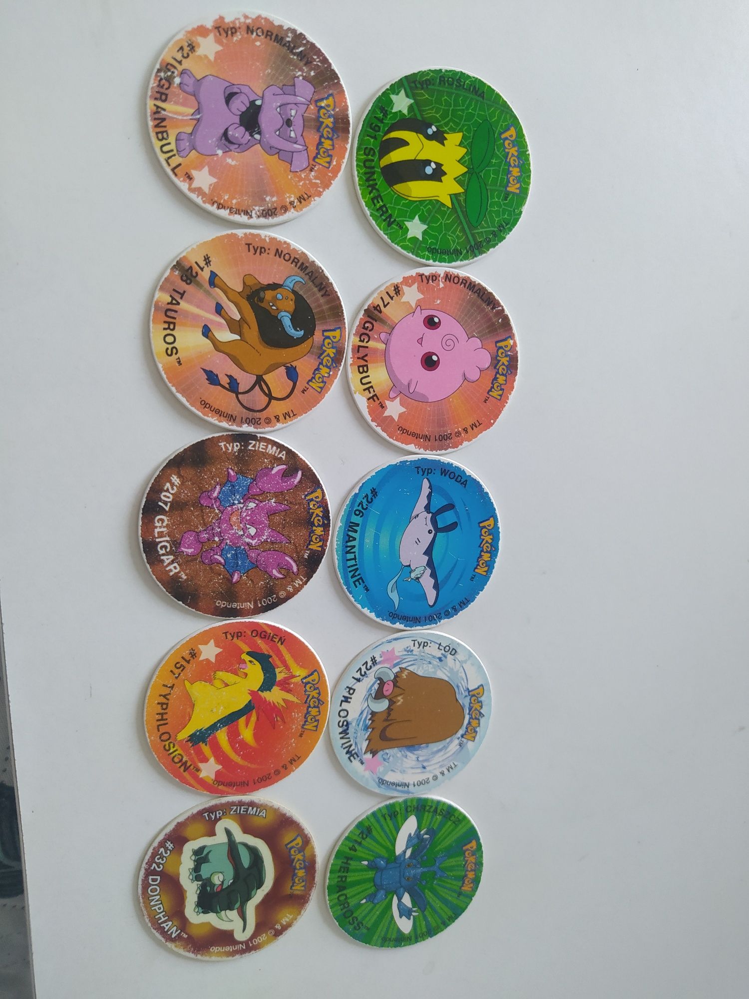 Tazo Duo i tazo flesz Pokemon tazosy 10 sztuk vintage dla kolekcjonera