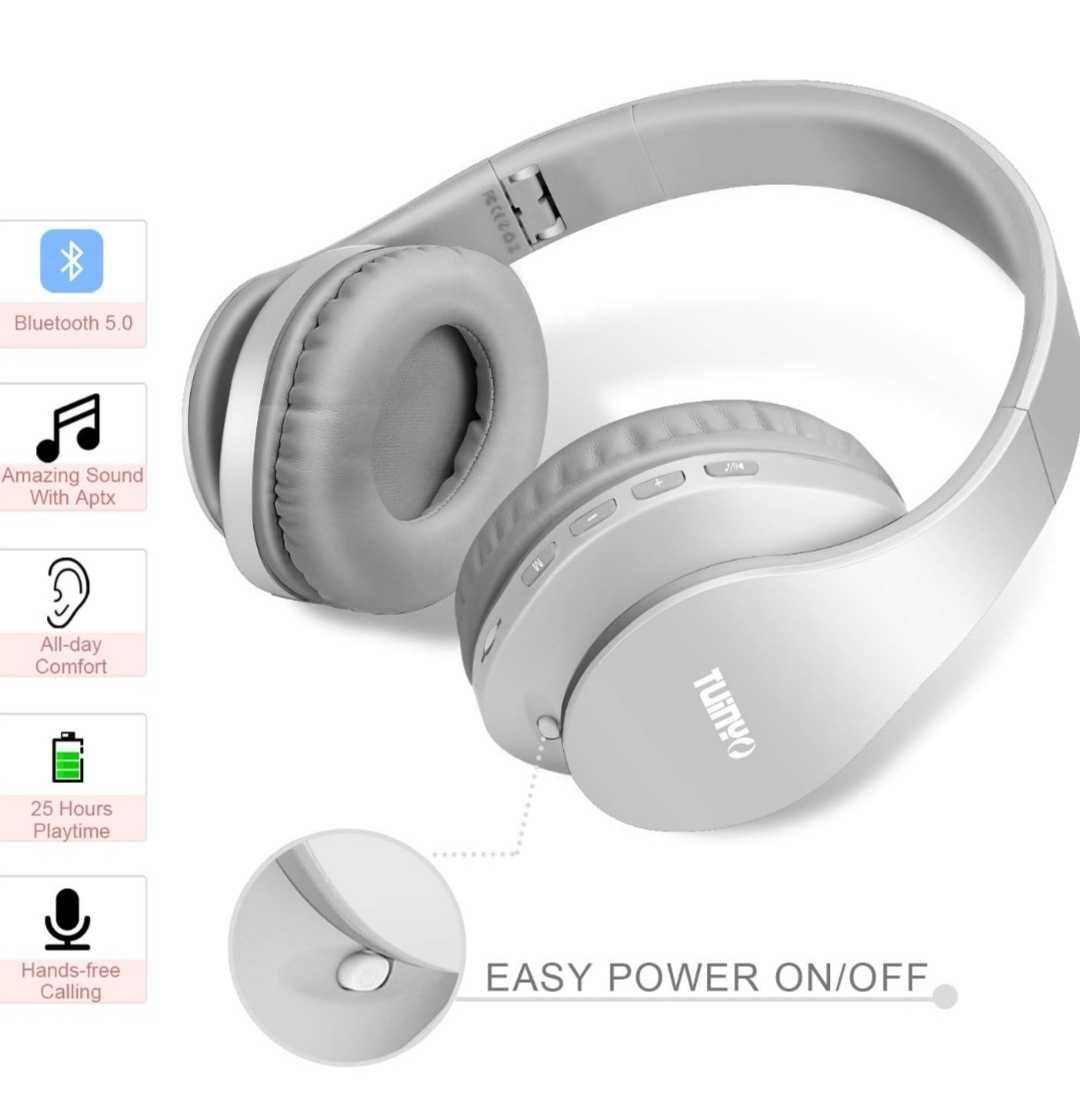 TUINYO Słuchawki Bluetooth, bezprzewodowe słuchawki nauszne + etui