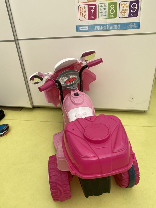 Moto eletrica com 2 velocidades rosa princesa