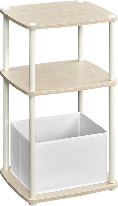 Stolik boczny z 3 półkami z koszem materiałowym 30x34x58 cm WADY