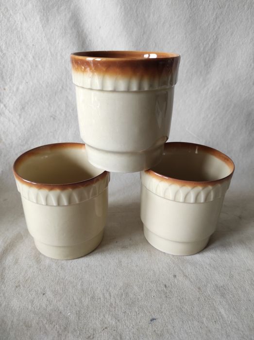 Kubki barowe porcelit Tułowice 3 sztuki okres PRL